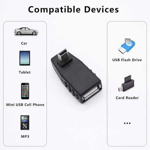 MINI USB إلى USB A ATAPTER OTG ، MINI MINI USB 5 PIN ذكر إلى محول محول أنثى من النوع A USB للكاميرات الرقمية ، الأسود (2 عبوة) in Kuwait