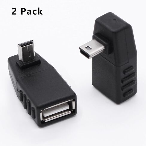 MINI USB إلى USB A ATAPTER OTG ، MINI MINI USB 5 PIN ذكر إلى محول محول أنثى من النوع A USB للكاميرات الرقمية ، الأسود (2 عبوة) in Kuwait