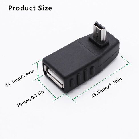 MINI USB إلى USB A ATAPTER OTG ، MINI MINI USB 5 PIN ذكر إلى محول محول أنثى من النوع A USB للكاميرات الرقمية ، الأسود (2 عبوة) in Kuwait