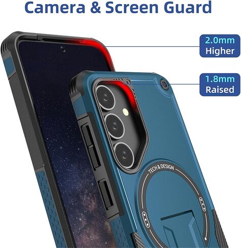 Armor Case for Samsung Galaxy S25 with Magnetic Kickstand, Compatible with MagSafe Heavy Duty Shockproof Crossbody Cover with Adjustable Shoulder Lanyard Strap for Samsung Galaxy S25 DJ-Green in Kuwait