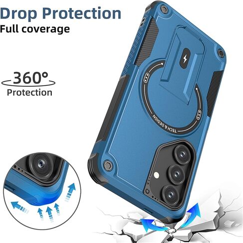 Armor Case for Samsung Galaxy S25 with Magnetic Kickstand, Compatible with MagSafe Heavy Duty Shockproof Crossbody Cover with Adjustable Shoulder Lanyard Strap for Samsung Galaxy S25 DJ-Green in Kuwait