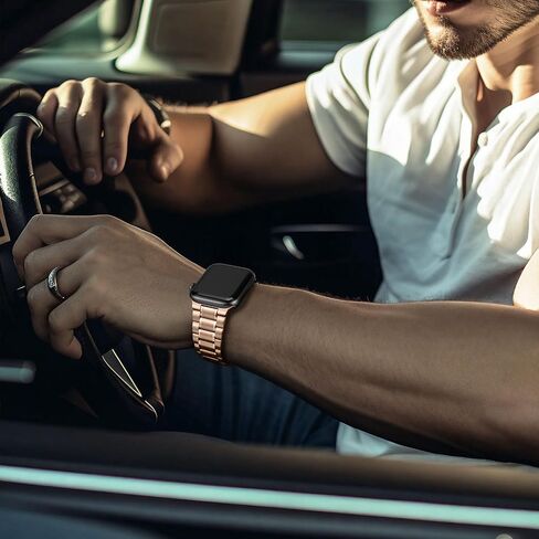 HITZEE Metal Bands Compatible with Apple Watch Band 42mm 41mm 40mm 38mm, Stainless Steel Replacement Men/Women Band Strap Compatible for iWatch Series 10 9 8 7 SE 6 5 4 3 2 1, Rose Gold in Kuwait