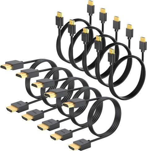 كابل HDMI قصير 1FT 5 حزم، سلك HDMI 2.0 نحيف 4K 1 FT مرن متعدد | كابل HDMI إلى HDMI بطول 1 قدم متعدد الحزمة، 4K@60 هرتز، 2K@165/144 هرتز، ثلاثي الأبعاد، HDCP 2.2، HDR، ARC & CL3 مُصنف للكاميرا والكمبيوتر المحمول والشاشة والتلفزيون ومكبرات الصوت in Kuwait