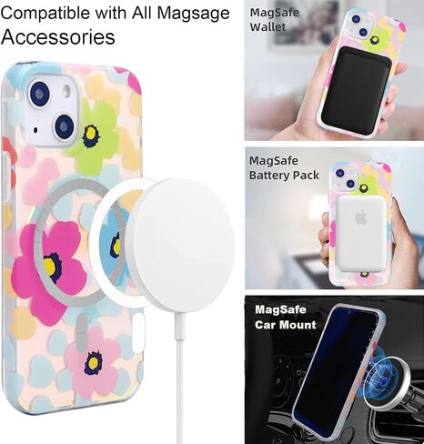 الحالة المغناطيسية لـ iPhone 13 Mini 5.4 بوصة متوافقة مع Magsafe شحن TPU الناعم الصدمات النحيف Slim Frackproof Presctive Cover (Nebula Galaxy Cat) in Kuwait