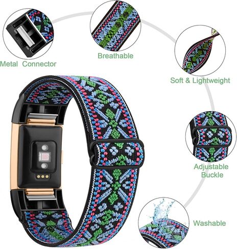 TOBFIT READRISTY BAND متوافق مع Fitbit Charge 2 نطاقات للنساء الرجال ، أحزمة حلقة منفردة استبدال معصم مضفر مرنة بديل لفيتبيت شحن 2 in Saudi Arabia