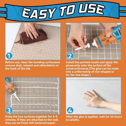 لاصق البناء عالي التحمل، غراء أسمنتي، لاصق البلاط، غراء خرساني متعدد الاستخدامات للبلاط والأسمنت والأرضيات والحجر والجدار والخشب والمزيد، أنبوب ضغط 3.38 أونصة، أبيض، عبوة من قطعة واحدة in Kuwait