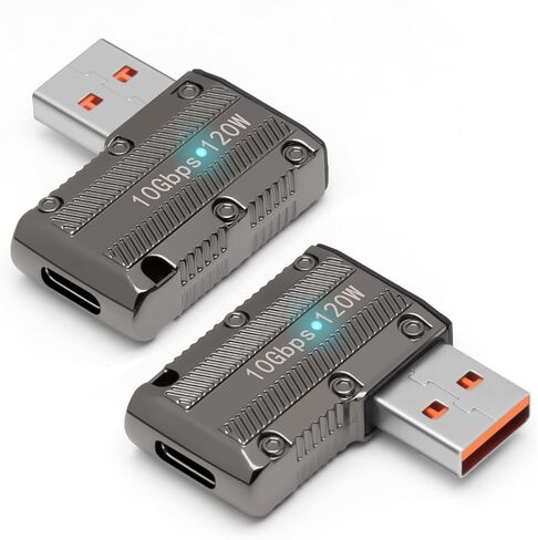10 جيجابت في الثانية USB 3.1 محول 90 درجة (2 حزمة) ، أعلى وأسفل زاوية 90 درجة USB 3.1 النوع A من الذكور إلى محولات الإناث USB-C ، 120W شحن سريع الشحن OTG (USB 3.1 لأسفل لأسفل) in Kuwait