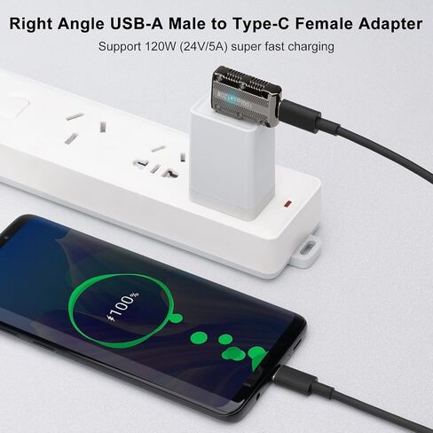 10 جيجابت في الثانية USB 3.1 محول 90 درجة (2 حزمة) ، أعلى وأسفل زاوية 90 درجة USB 3.1 النوع A من الذكور إلى محولات الإناث USB-C ، 120W شحن سريع الشحن OTG (USB 3.1 لأسفل لأسفل) in Kuwait