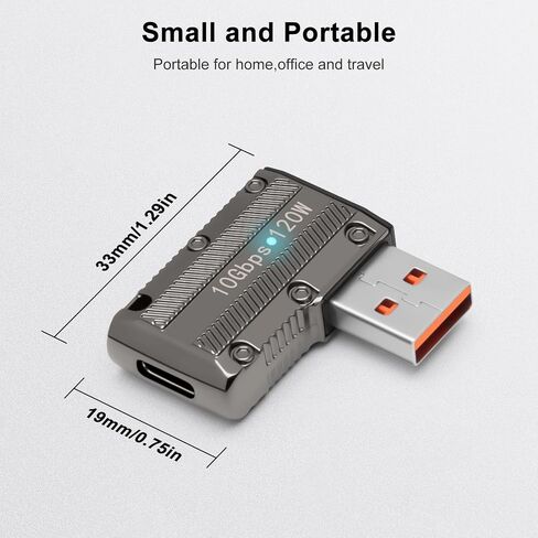 10 جيجابت في الثانية USB 3.1 محول 90 درجة (2 حزمة) ، أعلى وأسفل زاوية 90 درجة USB 3.1 النوع A من الذكور إلى محولات الإناث USB-C ، 120W شحن سريع الشحن OTG (USB 3.1 لأسفل لأسفل) in Kuwait