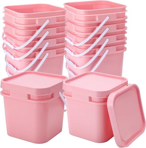 Suzile 10 Pcs 2.2 Gallon Plastic Bucket with Lid Square Bucket 10L Utility Industrial Pail with Handle Food Grade Container for Food Oil Tub Water Fishing Paint House Cleaning Car Washing(Black) in Saudi Arabia