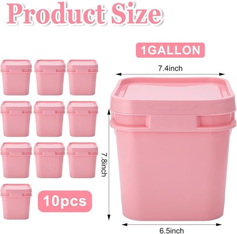 Suzile 10 Pcs 2.2 Gallon Plastic Bucket with Lid Square Bucket 10L Utility Industrial Pail with Handle Food Grade Container for Food Oil Tub Water Fishing Paint House Cleaning Car Washing(Black) in Saudi Arabia