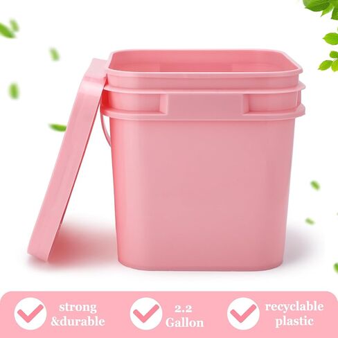 Suzile 10 Pcs 2.2 Gallon Plastic Bucket with Lid Square Bucket 10L Utility Industrial Pail with Handle Food Grade Container for Food Oil Tub Water Fishing Paint House Cleaning Car Washing(Black) in Saudi Arabia