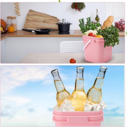 Suzile 10 Pcs 2.2 Gallon Plastic Bucket with Lid Square Bucket 10L Utility Industrial Pail with Handle Food Grade Container for Food Oil Tub Water Fishing Paint House Cleaning Car Washing(Black) in Saudi Arabia