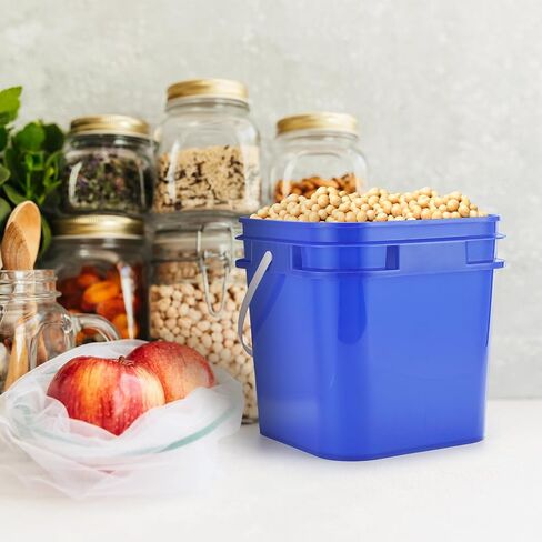 Suzile 10 Pcs 2.2 Gallon Plastic Bucket with Lid Square Bucket 10L Utility Industrial Pail with Handle Food Grade Container for Food Oil Tub Water Fishing Paint House Cleaning Car Washing(Black) in Kuwait