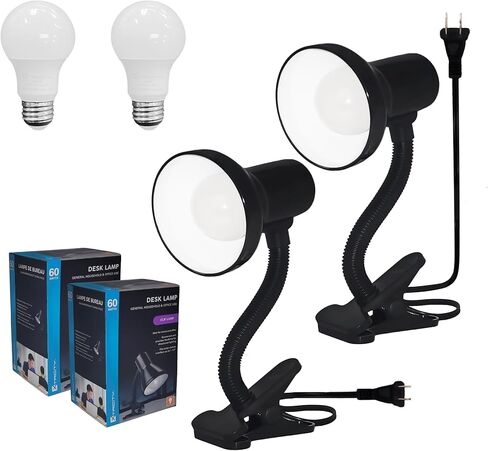 مصباح مكتب Xtricity LED، معقوفة قابلة للتعديل 360 درجة، مصباح للمنزل والمكتب مع لمبة 7 وات A19، 120 فولت، مفتاح تشغيل/إيقاف، ارتفاع 14 بوصة - مصابيح قراءة لطاولة بجانب السرير، مسكن جامعي (لمسة نهائية سوداء) in Kuwait