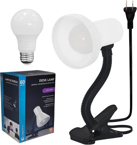 مصباح مكتب Xtricity LED، معقوفة قابلة للتعديل 360 درجة، مصباح للمنزل والمكتب مع لمبة 7 وات A19، 120 فولت، مفتاح تشغيل/إيقاف، ارتفاع 14 بوصة - مصابيح قراءة لطاولة بجانب السرير، مسكن جامعي (لمسة نهائية سوداء) in Kuwait
