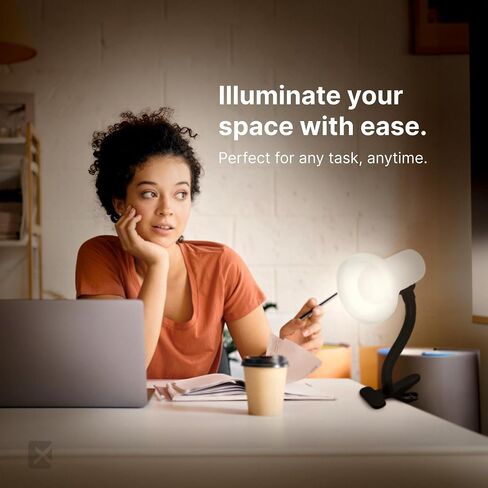 مصباح مكتب Xtricity LED، معقوفة قابلة للتعديل 360 درجة، مصباح للمنزل والمكتب مع لمبة 7 وات A19، 120 فولت، مفتاح تشغيل/إيقاف، ارتفاع 14 بوصة - مصابيح قراءة لطاولة بجانب السرير، مسكن جامعي (لمسة نهائية سوداء) in Kuwait