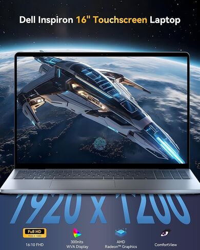 Dell Inspiron 16" FHD + Touchscreen Business Laptop, AMD Ryzen 7 8840U | AMD Radeon Graphics, 32GB DDR5 | 1TB SSD, Copilot AI, Backlit KB, FP Reader, Webcam, Win 11 Pro + MS Office, w/Accessories in Saudi Arabia