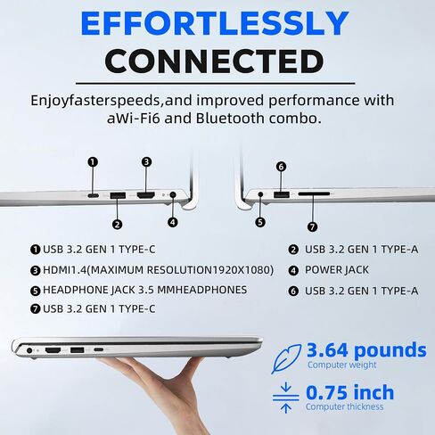 Dell Inspiron 15.6" FHD 3530 Business Laptop, i7 1355U, with Windows 11 Pro&MS Office, Intel Iris Xe Graphics, Backlit KB, Fingerprint, w/Hoouwrd External DVD Drive Accessoire(32GB RAM | 1TB SSD) in Kuwait