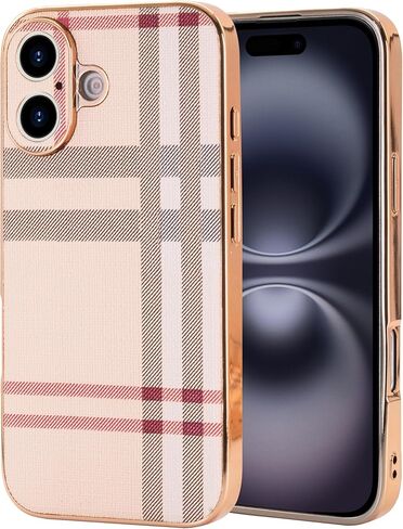 Phone Case for iPhone 16, Fashion Leather Phone Case, Soft TPU Drop Protection Shockproof Protective Phone Holder Women (for iPhone 16) in Kuwait