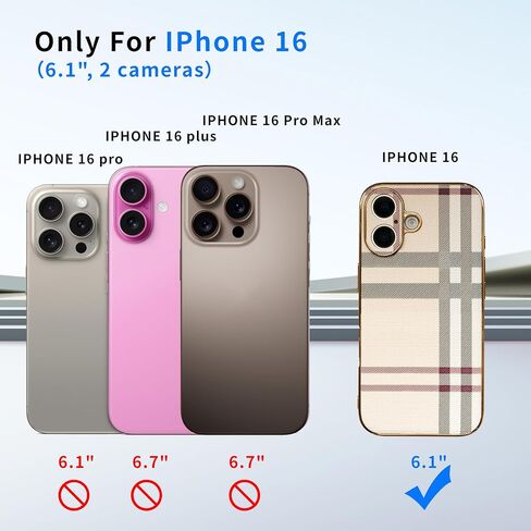Phone Case for iPhone 16, Fashion Leather Phone Case, Soft TPU Drop Protection Shockproof Protective Phone Holder Women (for iPhone 16) in Kuwait