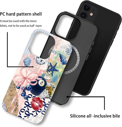 حالة لـ iPhone 15 ، [متوافق مع Magsafe] Coquette Collage Aesthetic Bow Phone ، حالة مقاومة للصدمات المقاومة للخدش (لـ iPhone 15) in Kuwait