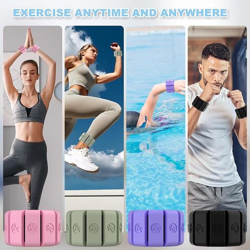 Ankle wrist Weights for Women, 1 Pair (2.2lb) Non-Slip Hand & Leg Weighted for Strength Training, Walking, Running, Yoga, Pilates, and Jogging Black Vine4 in Kuwait