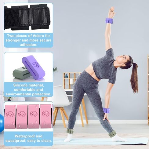 Ankle wrist Weights for Women, 1 Pair (2.2lb) Non-Slip Hand & Leg Weighted for Strength Training, Walking, Running, Yoga, Pilates, and Jogging Black Vine4 in Kuwait