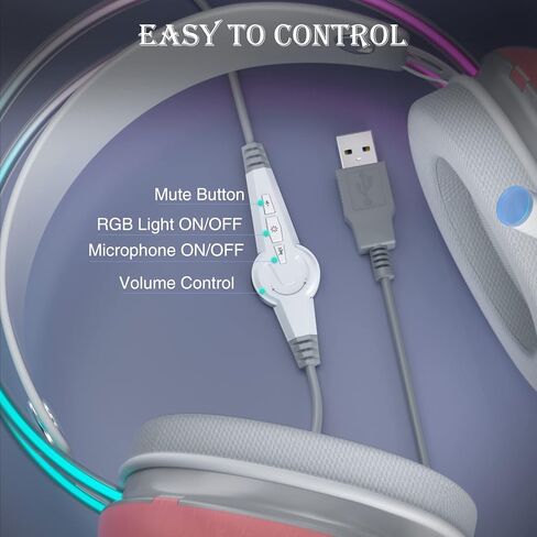 AULA USB Gaming Headset with Mic for PC, RGB Rainbow Backlit Headphone, Virtual 7.1 Surround Sound, 50mm Driver, Soft Memory Earmuffs, Wired Laptop Desktop Computer Headset, Green, S505 in Saudi Arabia
