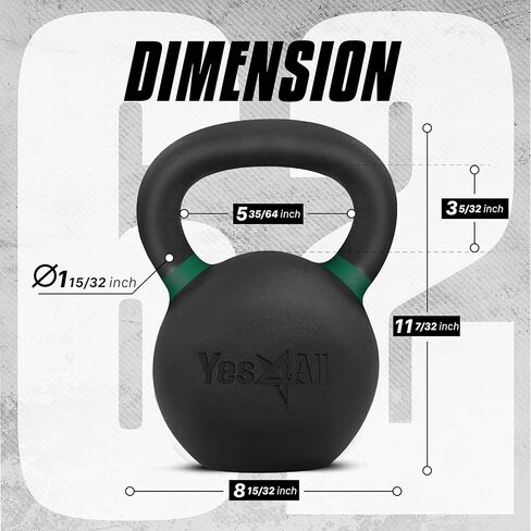Yes4All Powder Coated Cast Iron Kettlebell Single Dark Red - 36 KG / 79 LB Strength Training Kettlebells Weight Set for Full Body Workout, Home Gym in Saudi Arabia