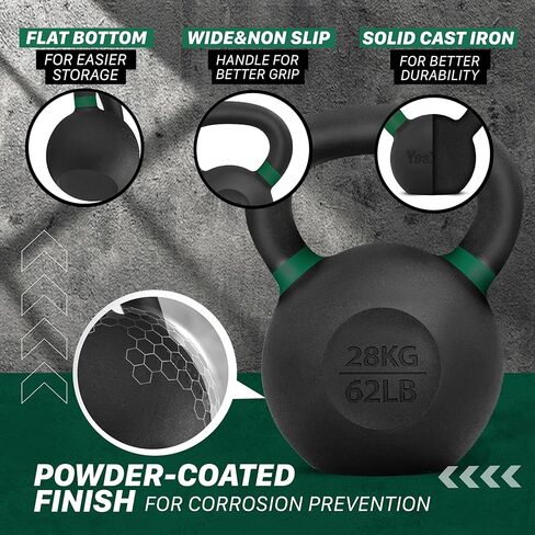 Yes4All Powder Coated Cast Iron Kettlebell Single Dark Red - 36 KG / 79 LB Strength Training Kettlebells Weight Set for Full Body Workout, Home Gym in Saudi Arabia