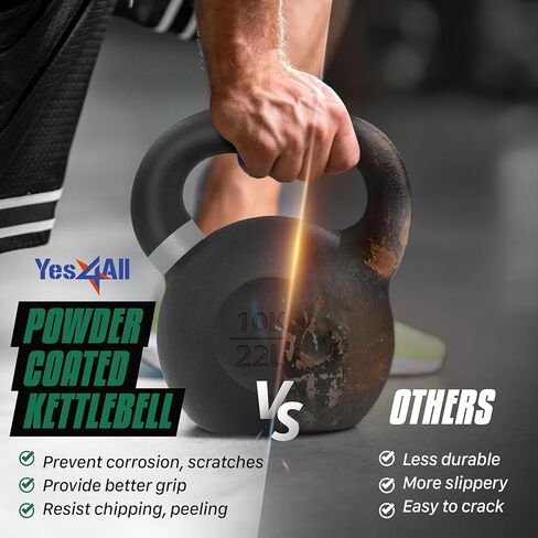Yes4All Powder Coated Cast Iron Kettlebell Single Dark Red - 36 KG / 79 LB Strength Training Kettlebells Weight Set for Full Body Workout, Home Gym in Saudi Arabia