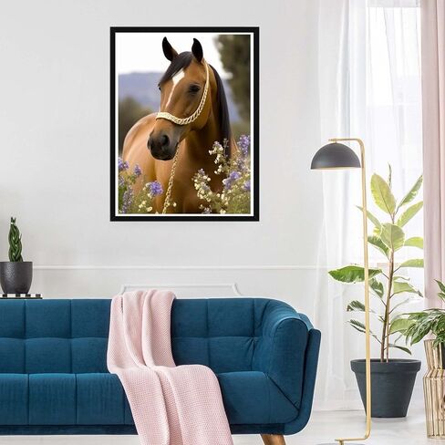 SKRYUIE 5D Diamond Painting Kits Horse for Adults Full Round Drill, DIY Paint with Diamond Art Kits for Adults Crystal Cross Stitch Art Craft Wall Office Decor 12x16 inch / 30x40 cm B2254 in Kuwait