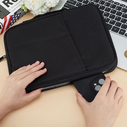 CREATCABIN 9-11 Tablet Bag Leather Tablet Sleeve Pad Carrying Bag Storage Case Accessory Organizer Canvas Charger Mouse for Electronic Product with Handle Office College 8.85x11.81 Inch-Brown in Saudi Arabia