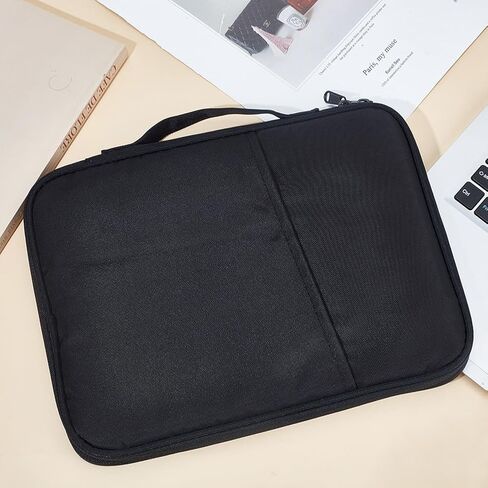 CREATCABIN 9-11 Tablet Bag Leather Tablet Sleeve Pad Carrying Bag Storage Case Accessory Organizer Canvas Charger Mouse for Electronic Product with Handle Office College 8.85x11.81 Inch-Brown in Saudi Arabia