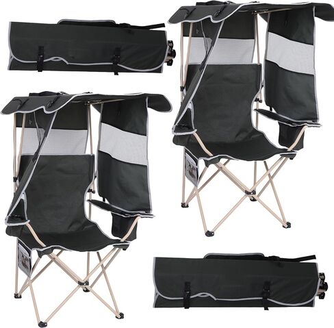 Camping Chair with Shade Canopy Outdoor Camping Chair Fishing Chair Shaded Comfort Essential with Sun-Blocking Canopy Side Pocket Cup Holder for Outdoor Sports (2 Pack) in Saudi Arabia