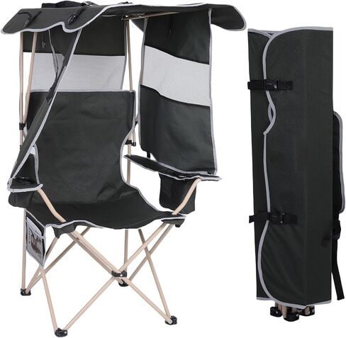 Camping Chair with Shade Canopy Outdoor Camping Chair Fishing Chair Shaded Comfort Essential with Sun-Blocking Canopy Side Pocket Cup Holder for Outdoor Sports (2 Pack) in Saudi Arabia