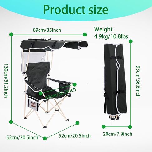 Camping Chair with Shade Canopy Outdoor Camping Chair Fishing Chair Shaded Comfort Essential with Sun-Blocking Canopy Side Pocket Cup Holder for Outdoor Sports (2 Pack) in Saudi Arabia