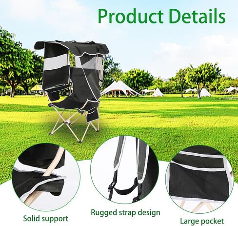 Camping Chair with Shade Canopy Outdoor Camping Chair Fishing Chair Shaded Comfort Essential with Sun-Blocking Canopy Side Pocket Cup Holder for Outdoor Sports (2 Pack) in Saudi Arabia