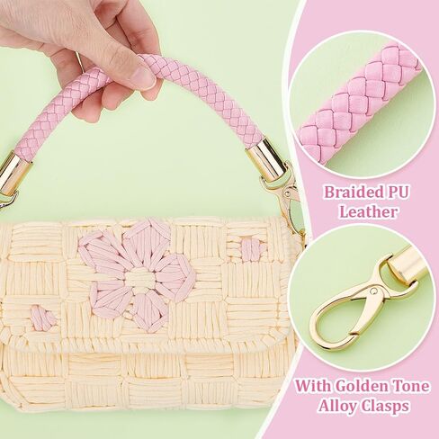 PH PandaHall Braided Purse Straps, Leather Bag Handles Short Handbag Strap for Underarm Bag Shoulder Bag Tote Crochet Bag in Saudi Arabia