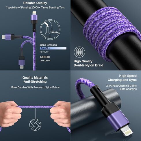 10FT Long USB A to Lightening Cable Fast Charging Compatible for iPhone 14 Pro Max 13 12 11 Pro Max XR XS X 8 7 6 Plus,Phone Charger Cord 10 foot Fast Charging Compatible for iPad/iPod/iPad Air Mini in Saudi Arabia