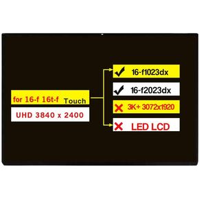 16.0" Digitizer Assembly M51676-1J0 for HP Spectre x360 2-in-1 16-F 16T-F 16-f1023dx 16-f2023dx OLED Touch Screen Replacement UHD 3840 x 2400 4K 40 Pins (Not for 3k LED LCD)
