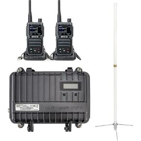 Retevis RT97 GMRS Mobile Radio Relay Communication Set, Full Duplex Radio Base Station(1 Pack) and GMRS Handheld Walkie Talkies(2 Pack) Bundle with GMRS Amateur Base Antenna(1 Pack)