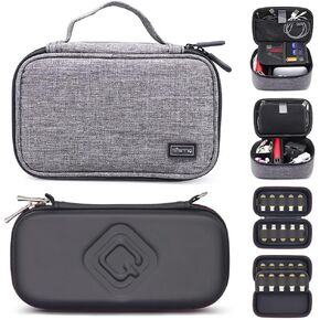 USB Flash Drive Case Black + sisma Travel Cords Organizer Universal Small Electronic Accessories Carrying Bag Grey