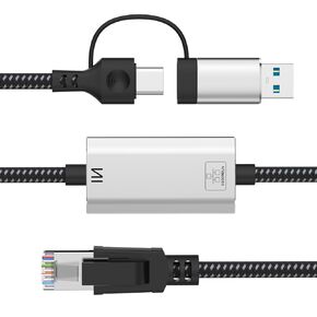USB to Ethernet Cable 6FT,USBC to RJ45 Gigabit LAN Network Cable USB 3.0 A Type C Male to RJ45 Connector Compatible for iPhone 16 15 Pro iPad Galaxy Pixel Laptop Cat6 Cat7