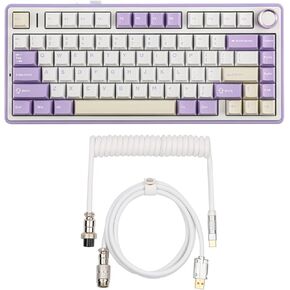Epomaker X Aula F75 Gasket Mechanical Keyboard+Puff White Type C Calber Mechanical Gaming Keyboard Cable