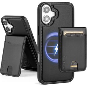 Compatible with Magsafe 2 in 1 Detachable for iPhone 16 Wallet Case with Card Holder Women Men,Magnetic PU Leather RFID Blocking Flip Kickstand Credit Slots,for Apple 16 6.1",Black