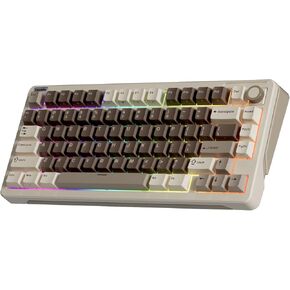 iLovBee B75 Wireless Mechanical Keyboard, 75% Percent Gaming Keyboard w/Bluetooth/2.4GHz/USB Wired, Creamy Hot Swappable Keyboards with Knob, Gasket Mounted PBT keycaps, Pre-Lubed Linear Switches