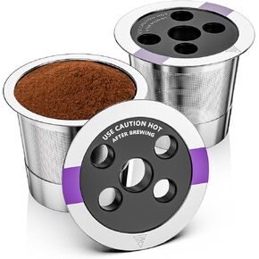 Universal Refillable Coffee Pods with 5 Holes, Suitable for k cups, Stainless steel reusable compatible with keurig 1.0 & 2.0 coffee machines brewers refillable (2)