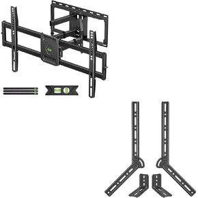 Full Motion TV Wall Mount for Most 47-84 Inch Flat Screen/LED/4K, Mount Bracket Dual Swivel Articulating Tilt 6 Arms, Max VESA 600x400mm, Holds up to 132lbs, Fits 8" 12" 16" Wood Studs &Soundbar